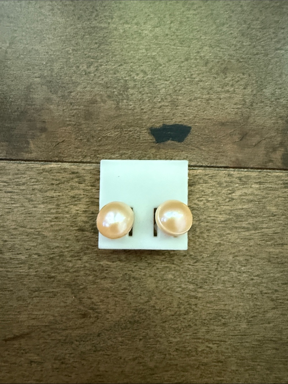 Classic Peach Pearl Stud Earrings - Unbranded